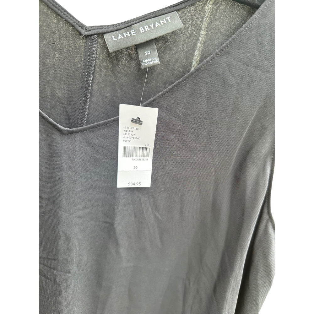 Lane Bryant Women Black V-Neck Chiffon Layered Tank Top Blouse Size 20 NWT - Picture 5 of 6
